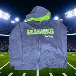 Seattle Seahawks Youth Hoodie M 10/12 Full Zip Jacket NFL Football Pockets Fan